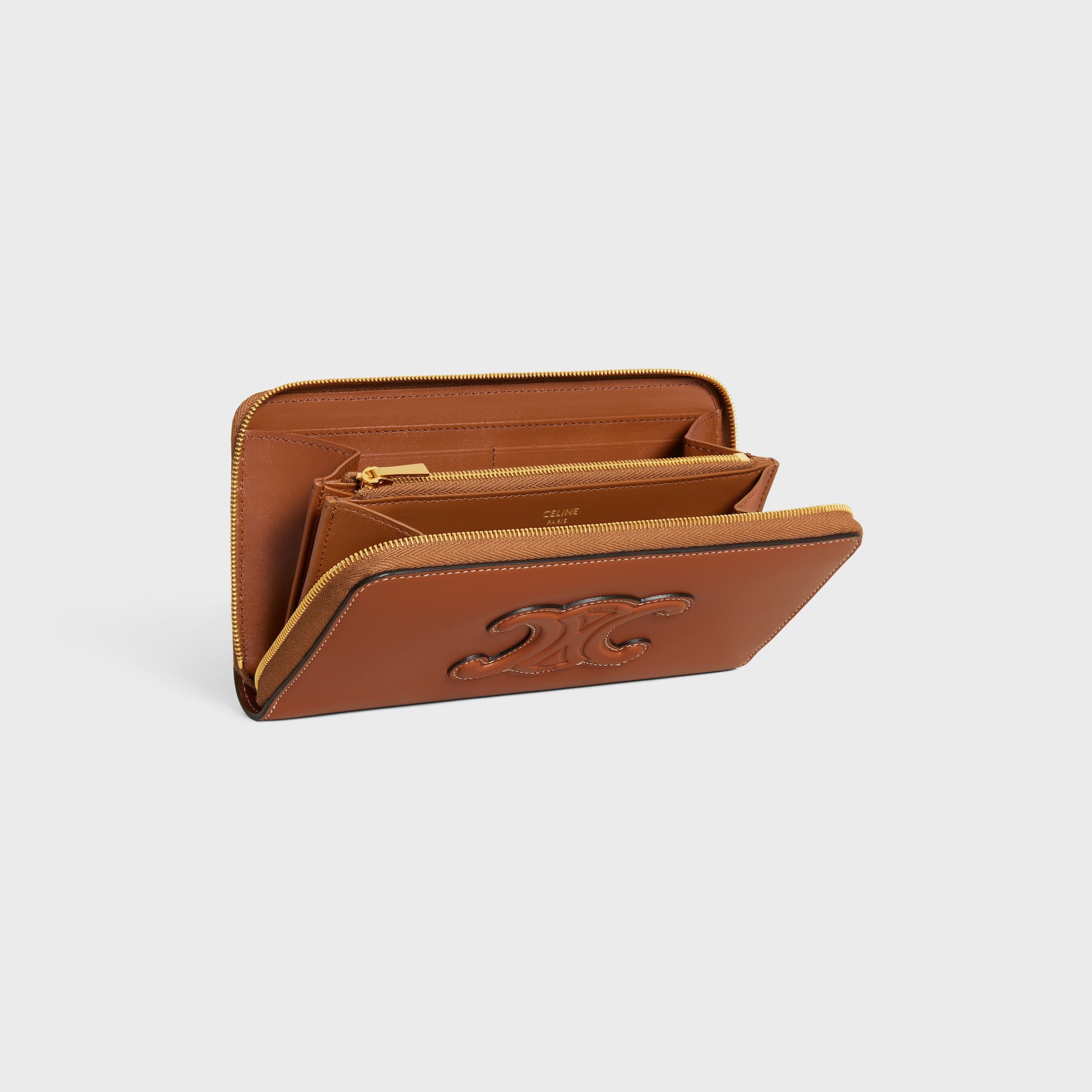 LARGE ZIPPED WALLET CUIR TRIOMPHE IN SMOOTH CALFSKIN TAN - Image 4